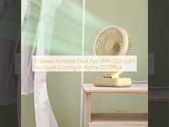 3-Speed Portable Desk Fan With LED Light For Quiet Cooling In Home Or Office