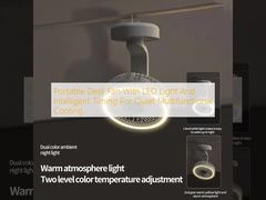 Portable Desk Fan With LED Light And Intelligent Timing For Quiet Multifunctional Cooling