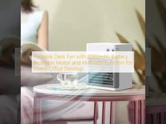 Portable Desk Fan with 2000mAh Battery Brushless Motor and Humidify Function for Home Office Desktop