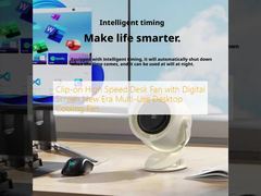 Clip-on High Speed Desk Fan with Digital Screen New Era Multi-Use Desktop Cooling Fan