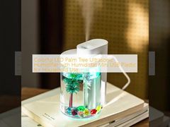 Colorful LED Palm Tree Ultrasonic Humidifier with Humidistat Mini USB Plastic for Household Use