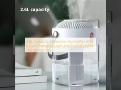 2.6L Capacity Ultrasonic Humidifier with Color Changing Light and Humidistat for Household Use