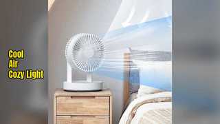 Desk Fan Night Light Cool Airflow