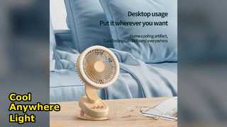 Portable USB Fan Rechargeable 2000mAh Battery Light