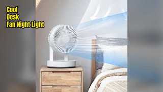 Desk Fan Night Light Cool Airflow