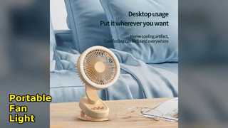 Portable USB Fan Rechargeable Lightweight with Light